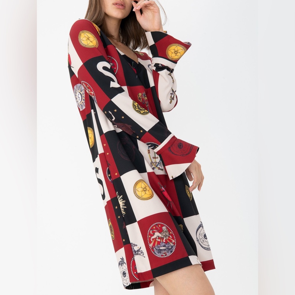 Silvian Heach chibemba long sleeve multi print dress